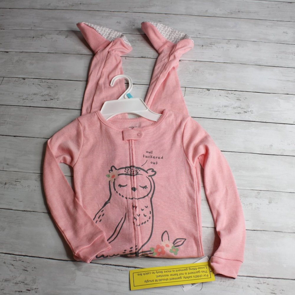 Carter's Toddler Girl's Size 2T Footie Pajama Sleeper Pink Owl Cotton